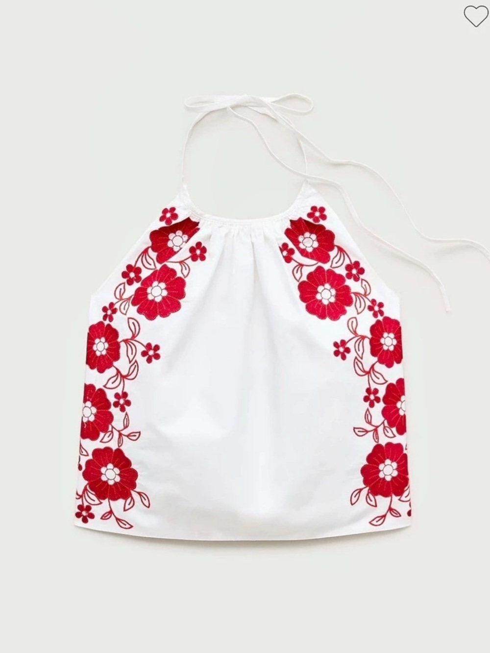 J.Crew Halter top with floral embroidery Floral Embroidered Halter Crop Top XL N